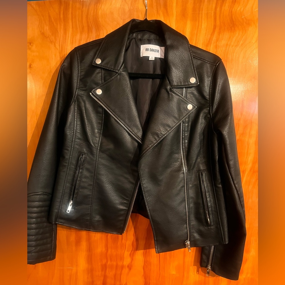 BB Dakota Women's S Black Leather Moto Jacket